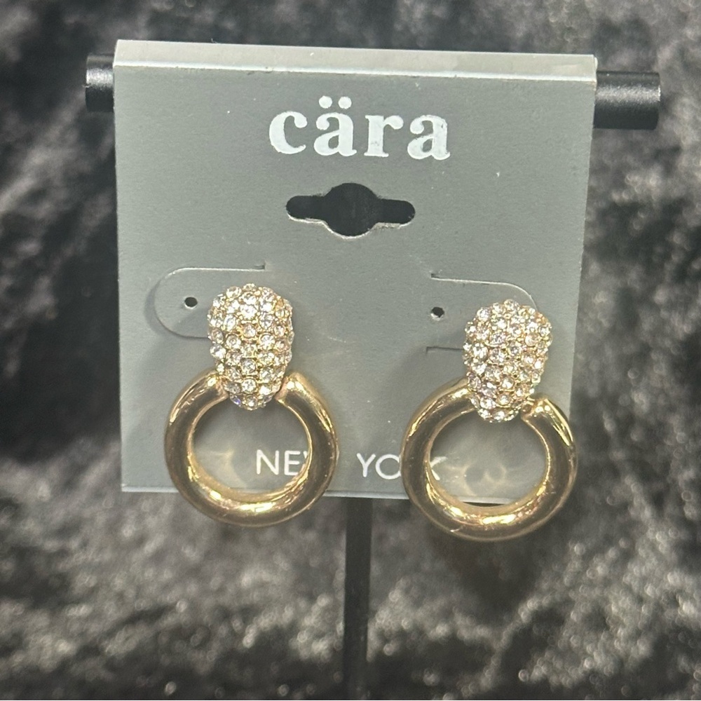 Nordstrom Cara New York Gold Tone Linear Rhinestone Earrings